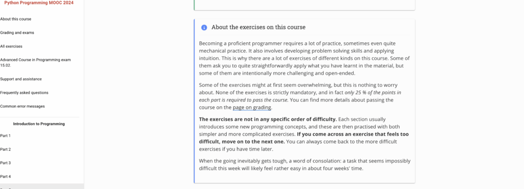 Python Programming MOOC 2024 course.