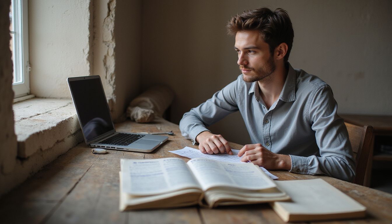 A man sits at a desk, deeply focused on coding. A man sits at a desk, deeply focused on coding.